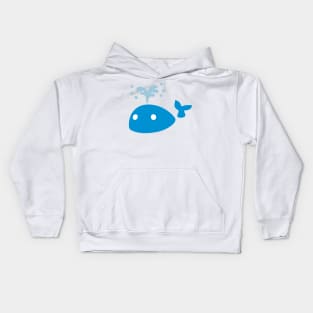 Happy Blue Whale Blowing Water Emoticon Kids Hoodie